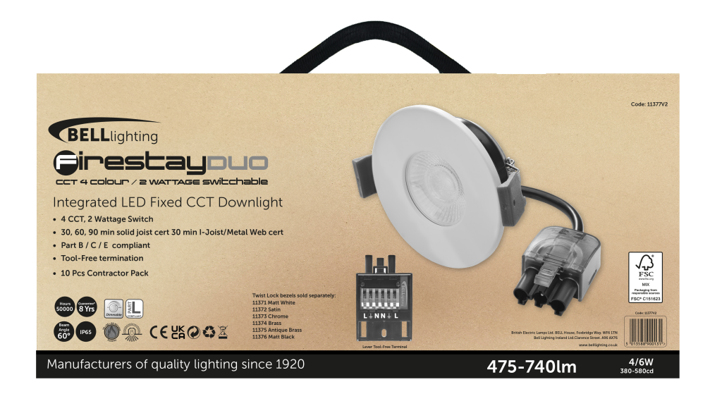 Bell Firestay Duo 4/6W LED CCT Wattage Switchable Downlight 10 Pack